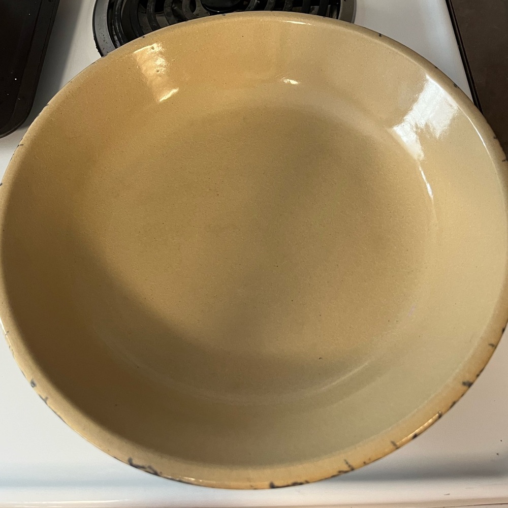 RRP Roseville Large Pasta Serving Bowl. Blue- beige Spongware  design.  Ceramic